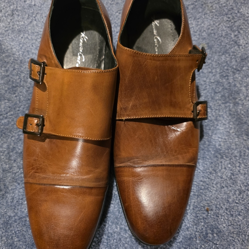 Kenneth Cole New York Tan Leather Double Monk Strap Oxfords